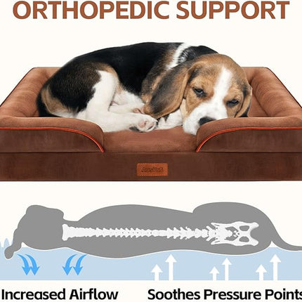 AUSCAT Medium Orthopedic Dog Bed, Memory Foam , 70L x 58W x 18H cm, Brown