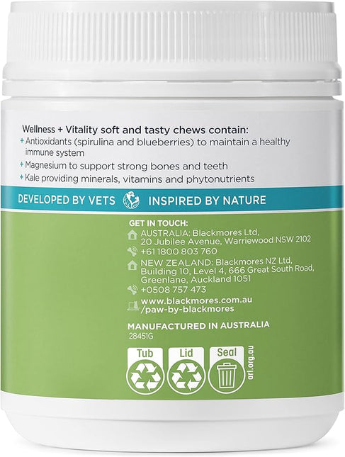 PAW by Blackmores Wellness and Vitality Multivitamins for Dogs |Maintains General Wellness & Vitality | 60 Chews