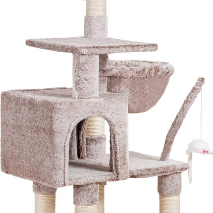 Heybly 110cm Cat Tree with Toy, Cat Tower for Indoor Cats,  Multi-Level House for Kittens, Muchroom HCT004SMU
