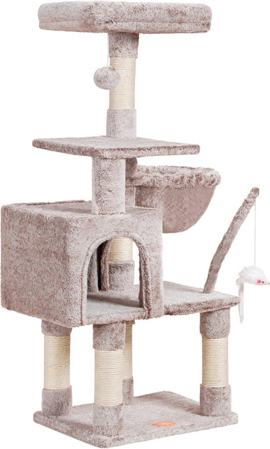 Heybly 110cm Cat Tree with Toy, Cat Tower for Indoor Cats,  Multi-Level House for Kittens, Muchroom HCT004SMU