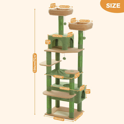 Pawz Road Cat Tree with Sisal-Covered Scratching Posts and Pads