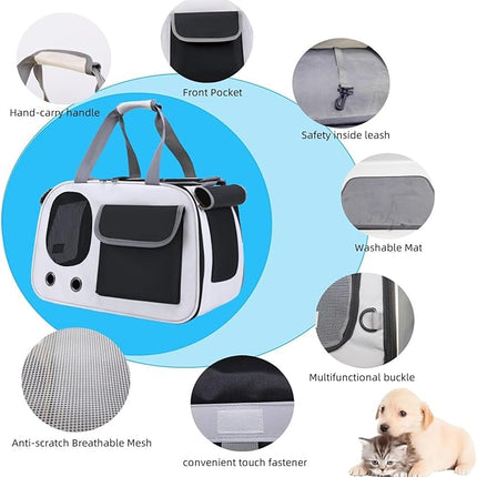 Collapsible Airline Approved Pet Carrier for Cats & Dogs up to 17 lbs