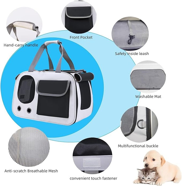 Collapsible Airline Approved Pet Carrier for Cats & Dogs up to 17 lbs