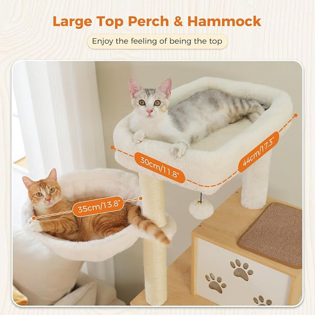 Wood Cat Tower Feed Station Large Condos Hammock Big Cats
