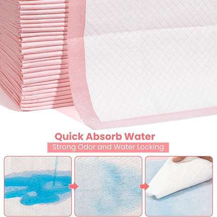 Pet Toilet Training Pads 100Count Disposable Puppy Pee Pads 18" x 13" for Dogs, Ultra Absorbent|Quick Dry|Leak-Proof Pet Potty Pads for Dog, Cat, Rabbits and Guinea Pigs (Pink)