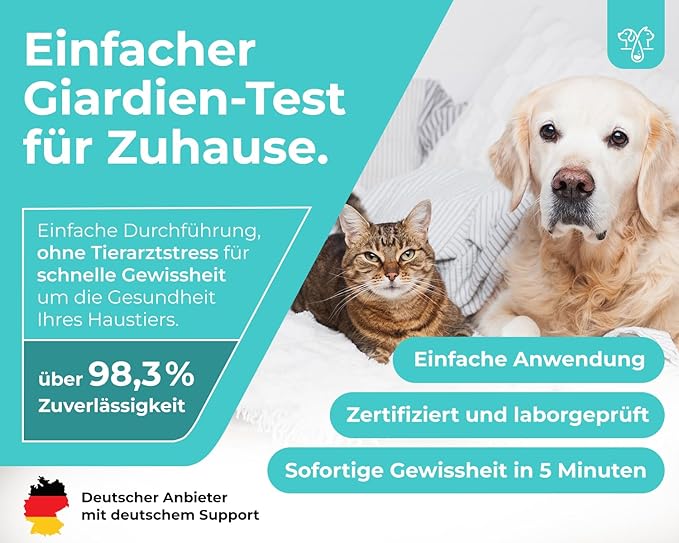 The Home Pet Lab 2 x Giardia Quick Test Dog & Cat - Giardia Test Reliable as Test for Intestinal Parasites and Diarrhoea - For Dogs and Cats with Giardia (2 x Test)