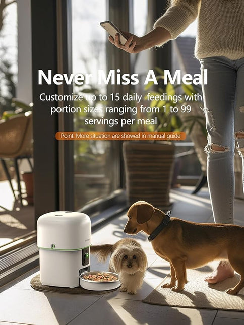 Yuposl Automatic Cat Feeder with Camera, 2L Automatic Cat Feeder, 5G WiFi APP Control, 1080P HD Video Night Vision, 1-16 Meals, 1-99 Portions