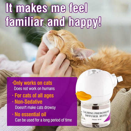 Cat Calming Pheromone Diffuser Reduces Conflict Between Cats Effective Anxiety Relief 48ML 2 Fits All Cats