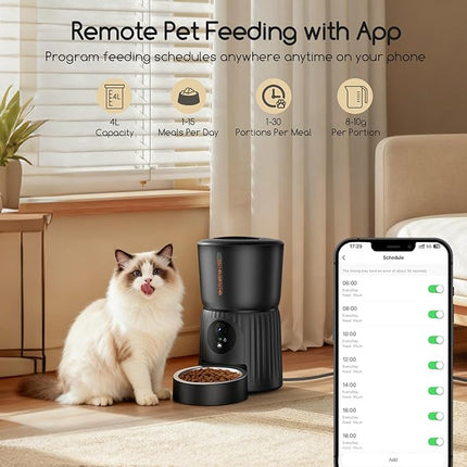 Faroro Automatic Cat Food Dispenser, HD 1080P Camera with Night Vision