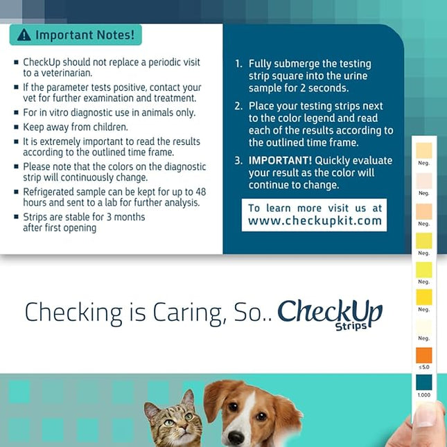 CheckUp Dog and CAT Urine Testing Strips for 10 PARAMETERS 50pk