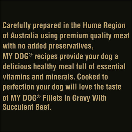 MY DOG Adult Wet Dog Food With Succulent Beef Fillets in Gravy 100g Tray, 36 Pack