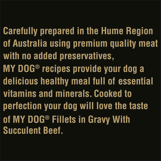MY DOG Adult Wet Dog Food With Succulent Beef Fillets in Gravy 100g Tray, 36 Pack