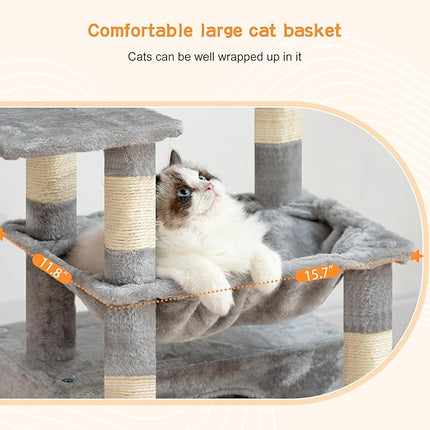 Heybly HCT008SW Cat Scratching Post with Extra Large Soft Cat Basket, Cat Scratching Post , Light Grey