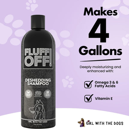 Fluff Off! by Girl with The Dogs Natural Deshedding Dog & Cat Shampoo 8Wks+