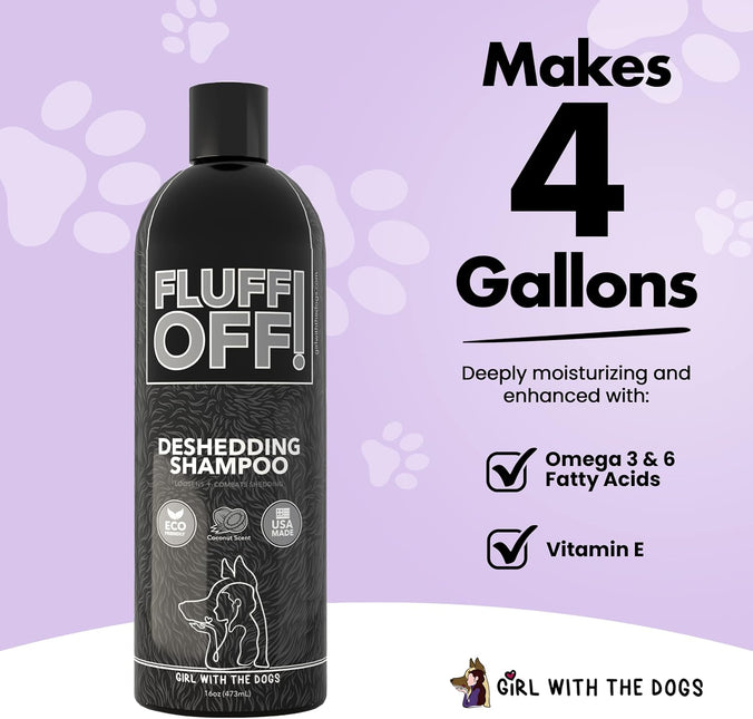 Fluff Off! by Girl with The Dogs Natural Deshedding Dog & Cat Shampoo 8Wks+