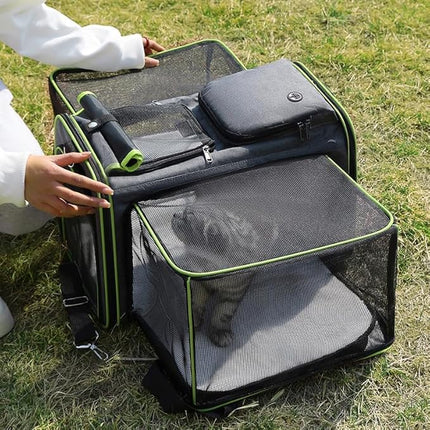 2 Sides Travel Expandable Pet Carrier Bag (Large), Airline Approved Soft-Sided Cat Carrier