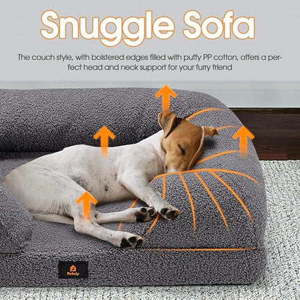 Orthopedic Dog Bed for Large Dogs, Memory Foam Pet Bed With Removable Washable Cover, - Grey