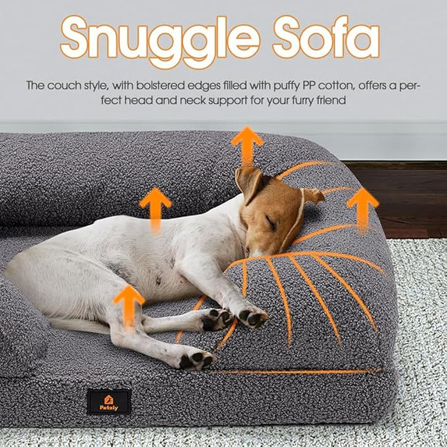 Orthopedic Dog Bed for Large Dogs, Memory Foam Pet Bed With Removable Washable Cover, - Grey