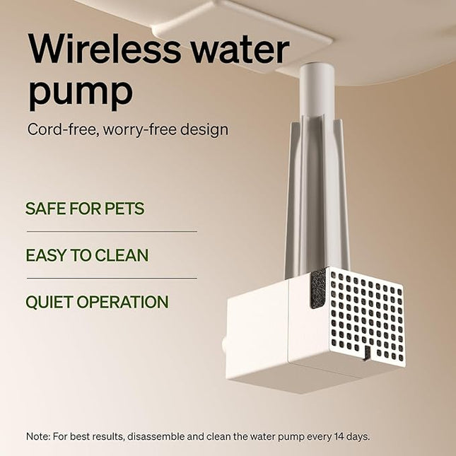 PETLIBRO Cat Water Fountain, Cordless with Stainless Steel Tray, 2.5L White | Dockstream Wireless Water Fountain, Motion Sensor, Rechargeable Battery, Quiet Pump, Easy Clean, Up to 30-Day Battery Life