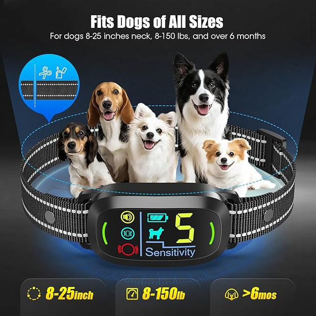 Smart AI Bark Collar for Large Medium Small Dogs, Anti Barking Device with 5 Training Modes