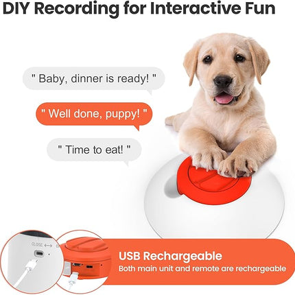 Potaroma Dog Puzzle Feeder Toy, Interactive IQ Training, Electronic Treat Dispenser, Automatic Rechargeable with Remote for Food Dispensing, All Breeds, 280ml Capacity