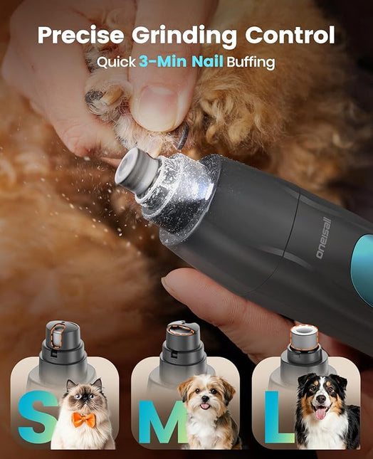 oneisall Dog Clippers & Paw Trimmer 4 in 1 Grooming Kit, Dog Grooming Clippers with LED Light for Full-Body Grooming, Cordless Silent