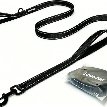 Heavy Duty Dog Leash - 2 Handles by Padded Traffic Handle for Extra Control, 6foot Long - Perfect for Medium to Large Dogs (6 ft, Black)