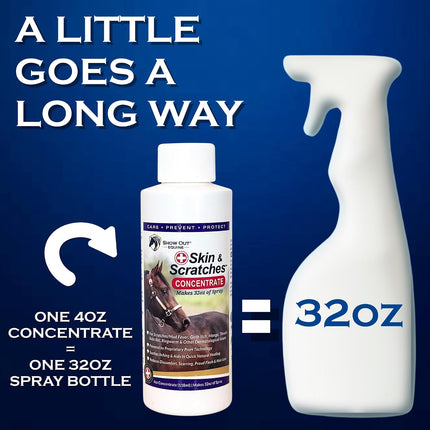 Show Out Skin & Scratches 4 oz Concentrate - Fast Relief and Prevention for Horse Care