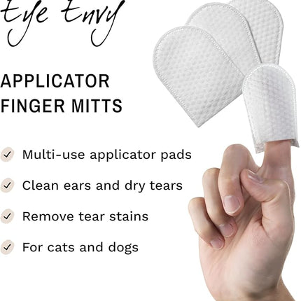 Eye Envy Finger Mitts Clean Dog Ears & pet tears, Earwax & Debris. Soft Fabric Finger cots. 40 Count.