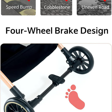 Folding Dog Stroller for Pet Travel – Lightweight 4-Wheel Suspension Pet Pram with Safety Belt, Detachable Carrier & Removable Storage Baske