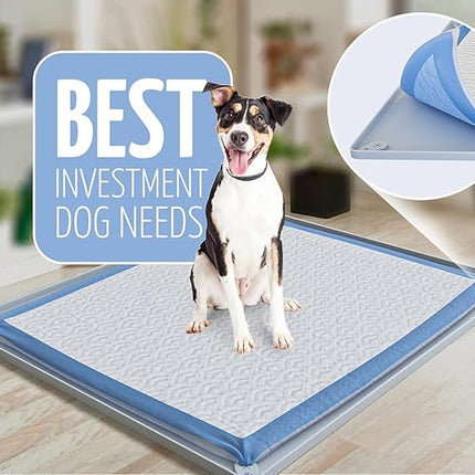 TidyFriend Pee Pad Holder Tray 30 x 23 Inches, Silicone Dog Potty Tray (Light Grey)