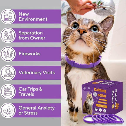 Cat Pheromone Calming Collar, 6-Pack Calming Collar for Cats – Adjustable 15″, 60-Day