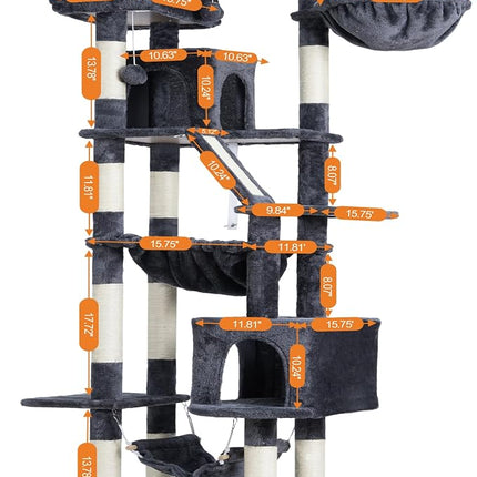 Heybly Cat Tree, 71-Inch-Tall Tower for Indoor Cats with 2 Perches HCT034G