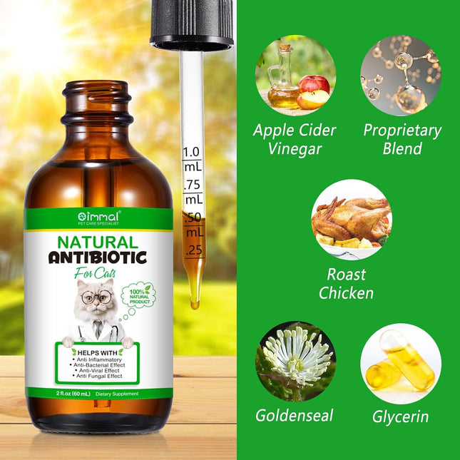 Natural Cat Multivitamin Supplement for Allergy, Urinary Tract & UTI Support, Chicken Flavour for Cats of All Ages & Breeds, 2 Fl Oz