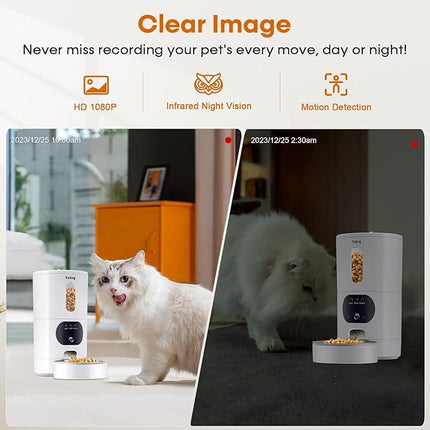 Automatic Cat Feeder with Camera WiFi, Timed Automatic Dog Feeder with Pet Camera: 2-Way Audio, Auto Cat Food Dispenser - HD 1080P