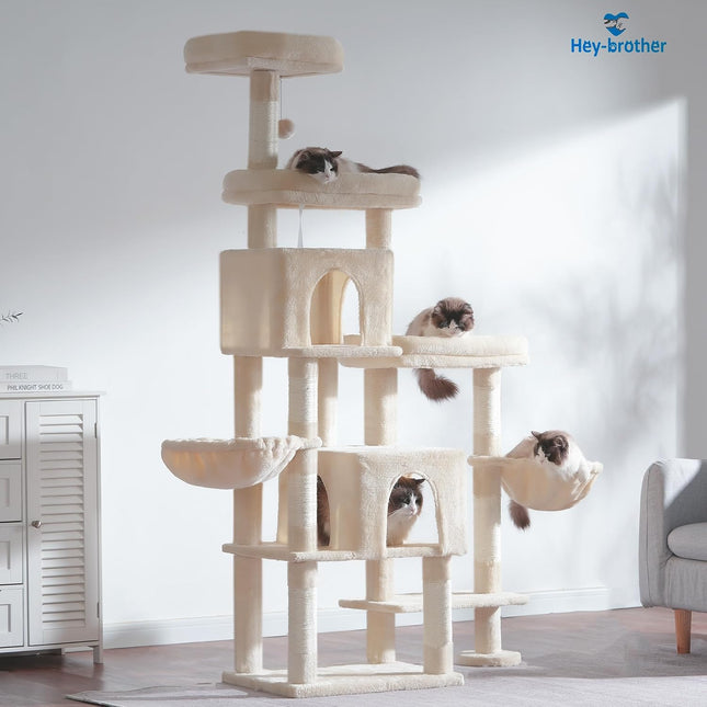 Hey-brother Cat Tree Tower with Stable Extended Base, 3 Platforms, MPJ038M