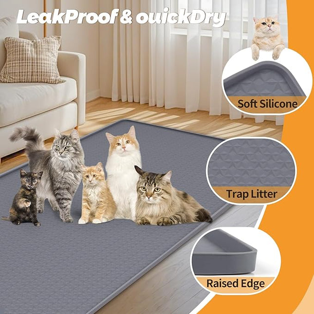 Cat Litter Mat, Extra Large 130 x 65 cm Silicone Mat Litter Trapping Mat