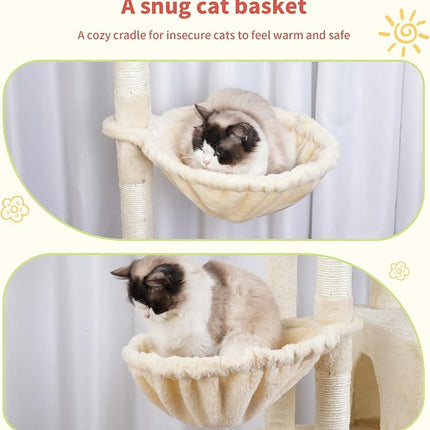 Hey-brother Cat Tree Tower with Stable Extended Base, 3 Platforms, MPJ038M
