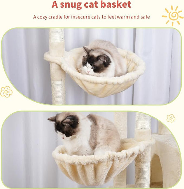 Hey-brother Cat Tree Tower with Stable Extended Base, 3 Platforms, MPJ038M