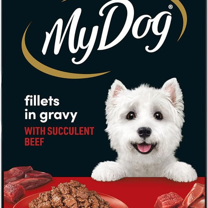 MY DOG Adult Wet Dog Food With Succulent Beef Fillets in Gravy 100g Tray, 36 Pack