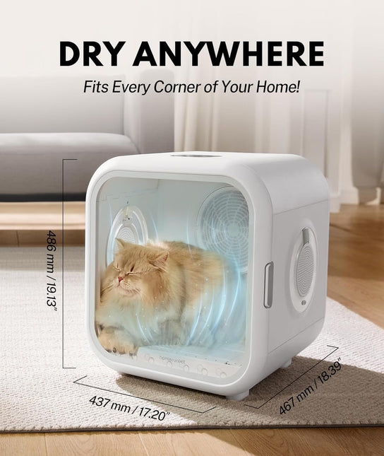 62L Cat Dryer Box Pet Dryer, 360° Efficient Automatic (white)