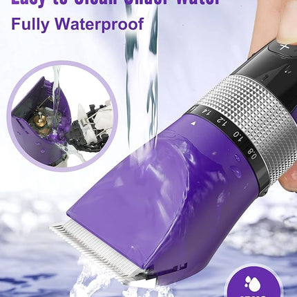oneisall Cat Grooming Clippers for Matted Long Hair, 5-Speed Cat Grooming Kit Cordless Low Noise Pet Hair Clipper Trimmer Shaver for Dogs Cats Animals (Purple),YP-7268