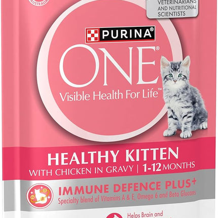 PURINA ONE Kitten Wet Cat Food Succulent Chicken in Gravy Pouch 24x70g