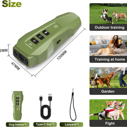 Dog bark Deterrent Device,Ultrasonic Anti Barking, Rechargeable Anti-Barking Device for Dogs Safe & Effective Portable Anti Barking (Green)