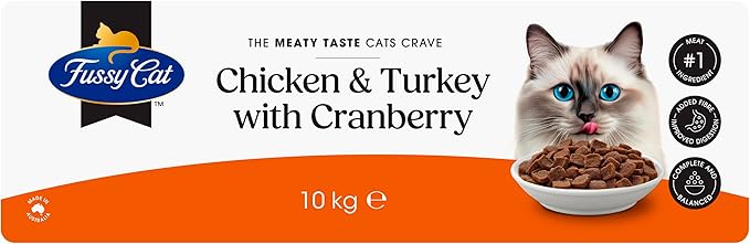 Fussy Cat Grain Free Adult Dry Cat Food, Chicken & Turkey with Cranberry 10Kg - Australian Made