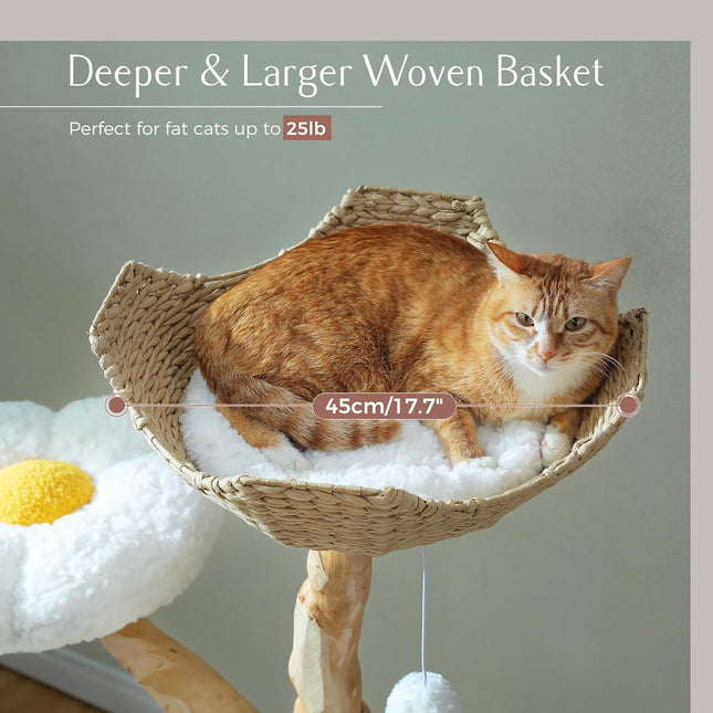 PAWZ Road Solid Cat Tree, Large Cat Tower for Indoor Cats with Large Cozy Hammock (Dia=40cm)