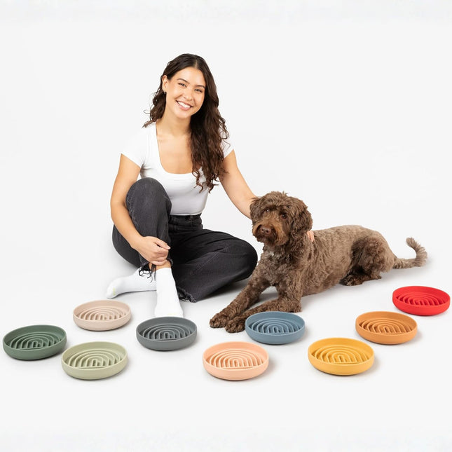Slow Feeder Dog Bowl: The Slowdown Bowl is A Modern, Silicone Puzzle Bowl & Lick Mat