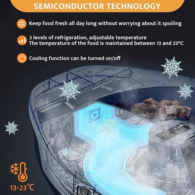 Automatic Cat Feeder Wet Food with Cooling, Semiconductor Refrigeration Technology, Timing Function Automatic Cat Feeder