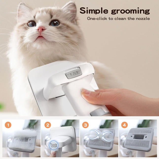 PaWz Pet Grooming Kit 3 Vacuum Levels, 7 IN 1 Electric Cordless Dog Cat Grooming Set with Paw Hair Trimmer,Cleaning Brush for Shedding,Wireless Dryer Remover Clipper,1.5L Cup, Low Nosie Pet Supplies