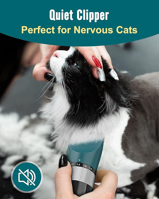 oneisall Cat Clippers for Matted Hair, 5-Speed Quiet Cat Grooming kit(Green)